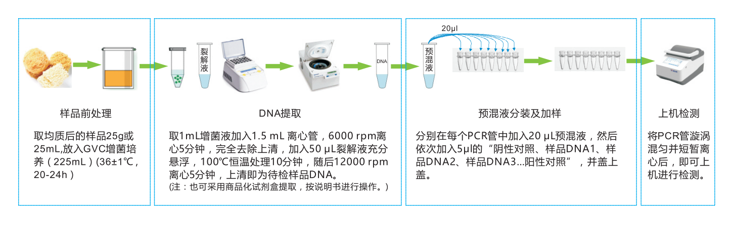 實時熒光PCR檢測試劑盒食源性致病菌檢測流程