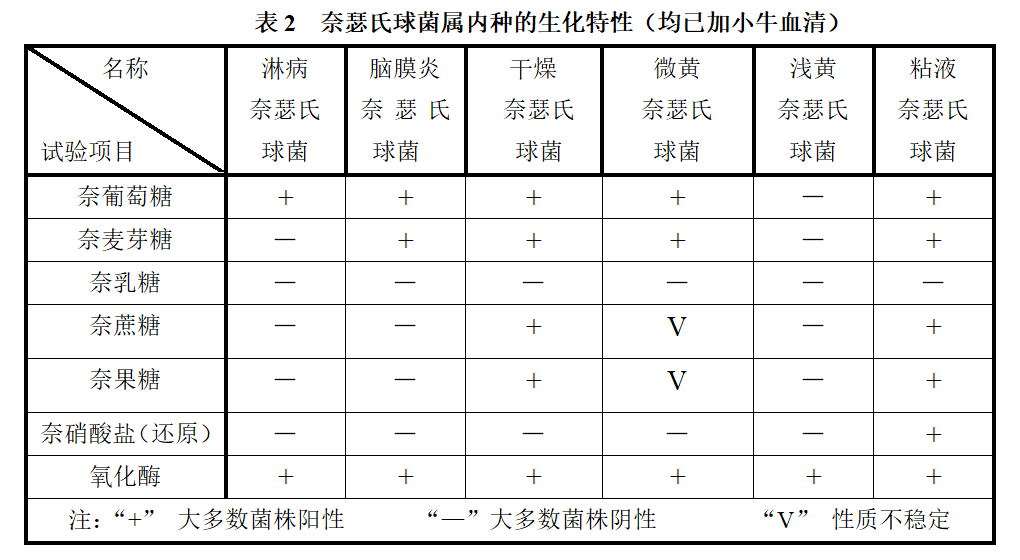 奈瑟氏球菌屬內(nèi)種的生化特性